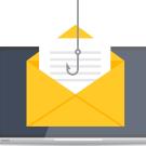"Phishing" hook targets email on computer screen.