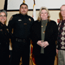 On the front: Marc Hicks and student Melissa Siaotong take a closer look at their awards. Dennis Kisamore could not attend. Inside: UC Davis Police Chief Annette Spicuzza, left, is pictured with Moaz Ahmad (in uniform); Tracey Peterson, second f