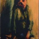 Painting: girl sitting on chair, looking very sad