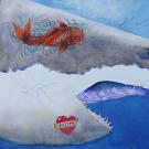 Watercolor painting: "Great White" by Peter Shahrokh