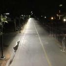 Photo: Storer Mall, with new lighting, at night.