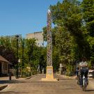 Sculpture "the Davis Needle" is seen in downtown Davis.