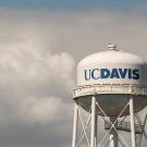 Water tower in clouds