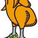 Graphic: "Running of the Turkeys" logo, headless turkey in running shoes