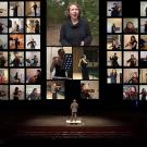 Collage of numerous musicians, a singer and a conductor.