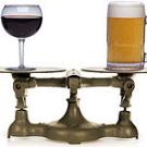 Photo graphic: glasses of wine and beer on a scale