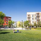 A view of West Village apartments from the lawn