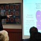 Robert Drago, a professor of labor studies and women&rsquo;s studies at the Pennsylvania State University, outlines the effect of child-rearing on women&rsquo;s abilities to move forward in their academic careers during last week&rsquo;s talk in the Caberne