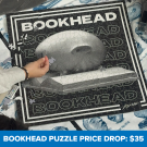 Black and white Jigsaw puzzle depicting Bookhead from the Arneson Eggheads Collection