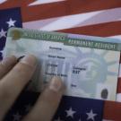 Green card with American Flag