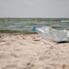 Plastic garbage on the beach.