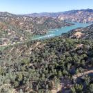 aerial view of forest and mountains around Lake Berryessa