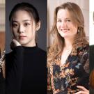 Performing musician portraits combined in group of four photos 