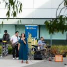 Band performs outdoors on campus
