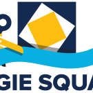 Graphic with "Aggie Square" logo and text, with ribbon being cut