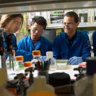 Aldrin Gomes is shown in lab with students