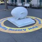 Bookhead with a ring-shaped floor decal that says Bookhead First Among Eggheads Installed October 1991