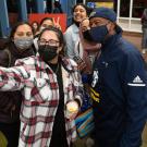 Students take selfie with Chancellor May