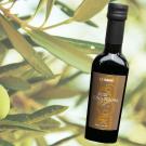 Olives on tree, with Olio Nuovo bottle superimposed