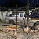 Sliding gate (cyclone fence), rammed open