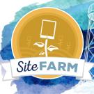 "SiteFarm" graphic with water tower