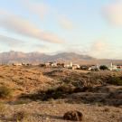 Village with large sky background is village on border of South Africa