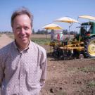 Man and tractor at UC Davis. 