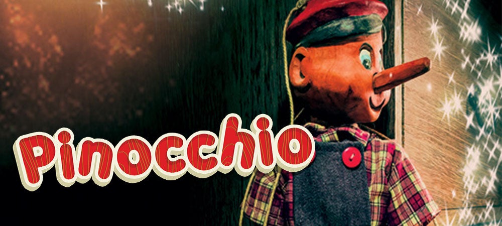 Puppet Pinocchio looking off to the right.