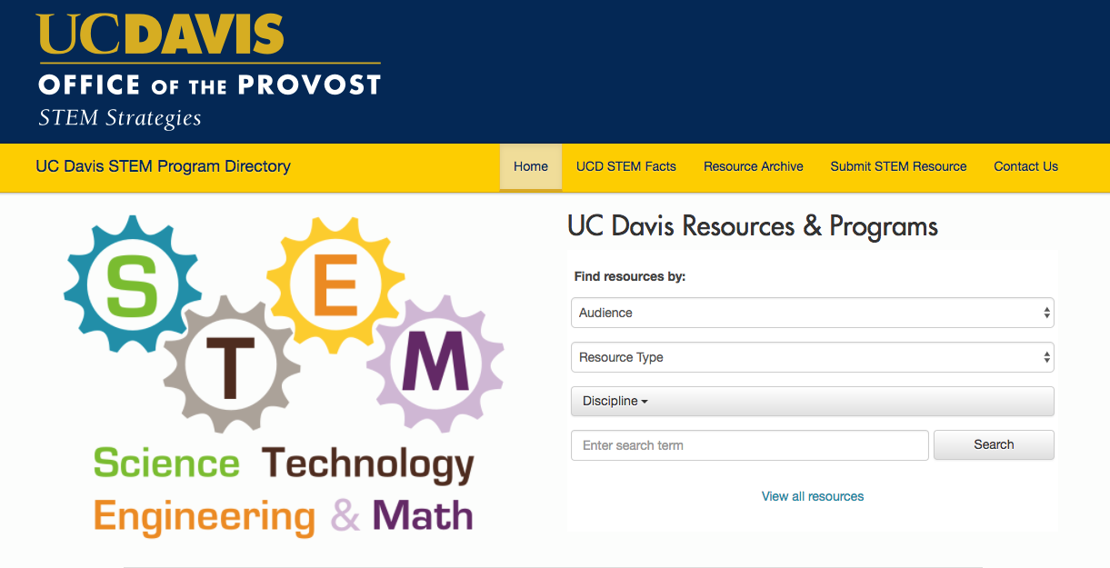Screen shot of STEM portal
