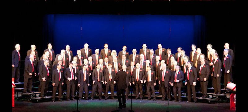The choral group on stage.